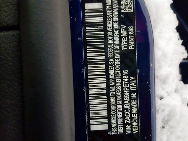 ZACCJBAB9HPE74816 - 2017 JEEP RENEGADE S BLUE photo 10