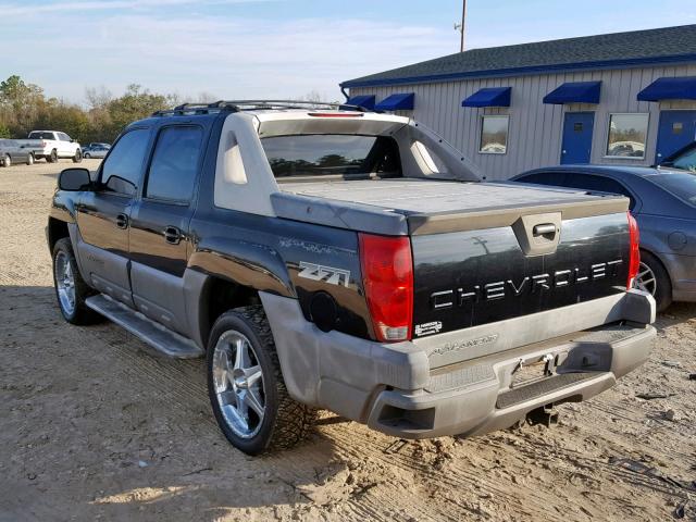 3GNEK13T52G245992 - 2002 CHEVROLET AVALANCHE BLACK photo 3