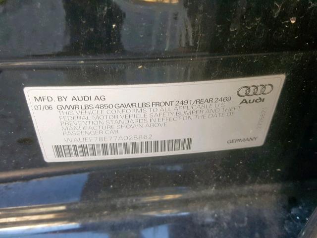 WAUEF78E77A028862 - 2007 AUDI A4 S-LINE BLACK photo 10