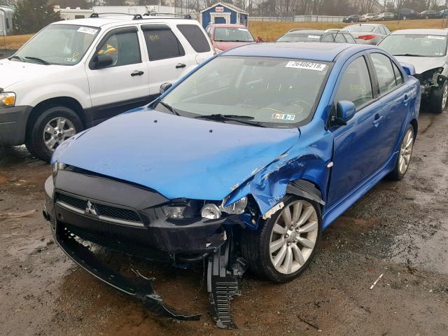 JA32U8FW7AU024392 - 2010 MITSUBISHI LANCER GTS BLUE photo 2