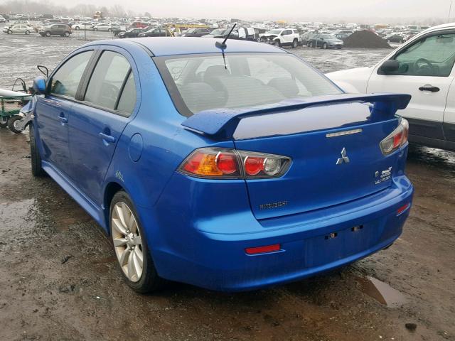 JA32U8FW7AU024392 - 2010 MITSUBISHI LANCER GTS BLUE photo 3