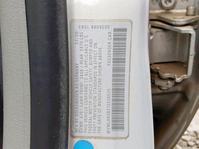 WVWLH63B21E036525 - 2001 VOLKSWAGEN PASSAT GLX Gümüş foto 10