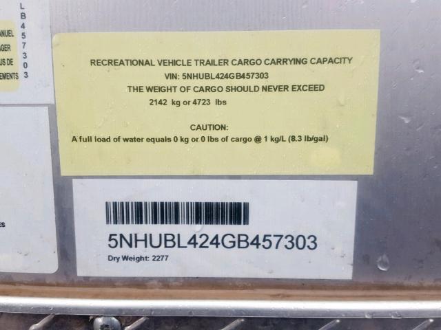 5NHUBL424GB457303 - 2016 CARGO TRAILER SILVER photo 10