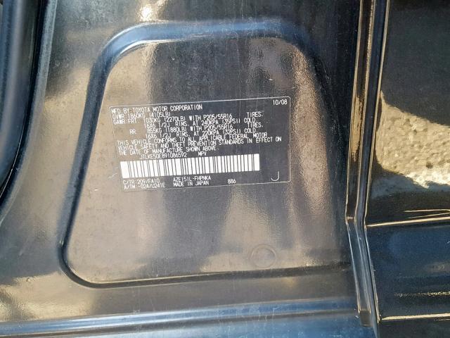 JTLKE50E891086592 - 2009 TOYOTA SCION XB Қара фото 10