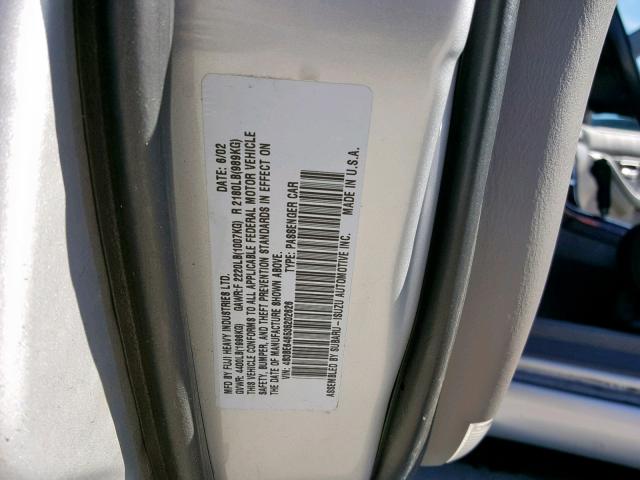 4S3BE646535202626 - 2003 SUBARU LEGACY GT SILVER photo 10