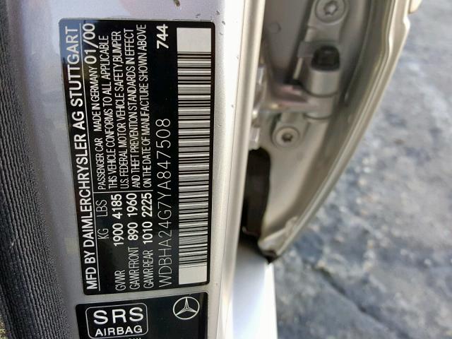 WDBHA24G7YA847508 - 2000 MERCEDES-BENZ C 230 SILVER photo 10