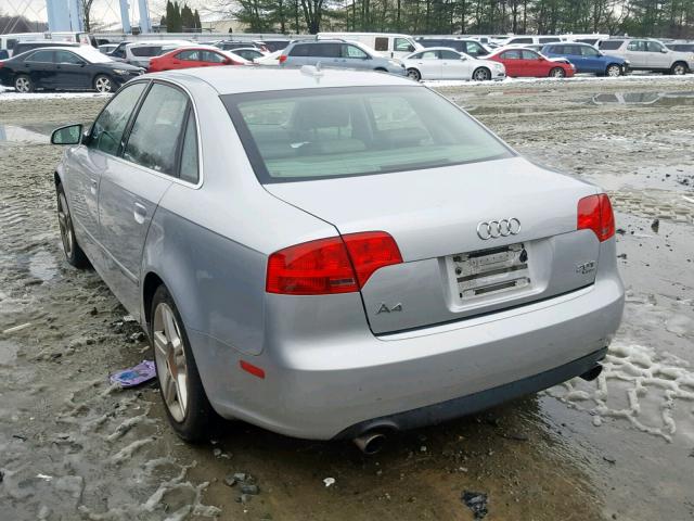 WAUDF78E96A005254 - 2006 AUDI A4 2.0T QU SILVER photo 3