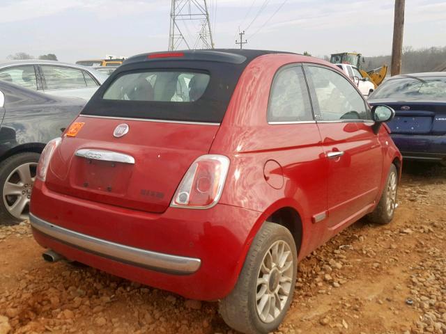 3C3CFFER5DT528782 - 2013 FIAT 500 LOUNGE RED photo 4