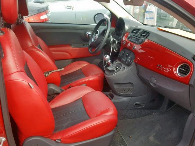 3C3CFFER5DT528782 - 2013 FIAT 500 LOUNGE RED photo 5