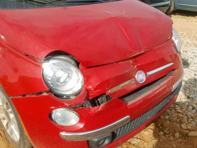 3C3CFFER5DT528782 - 2013 FIAT 500 LOUNGE RED photo 9