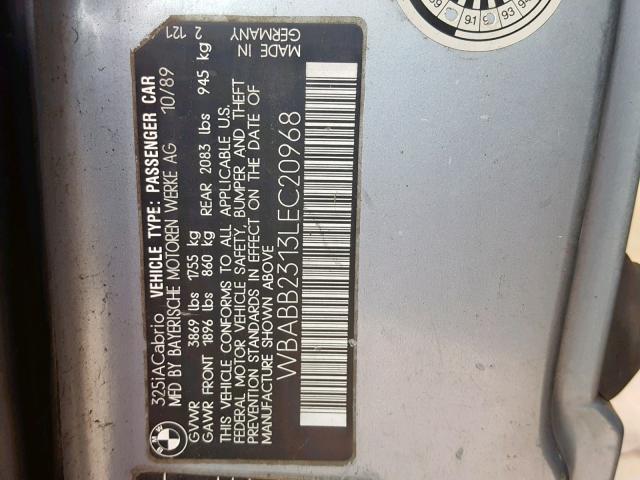 WBABB2313LEC20968 - 1990 BMW 325 IC AUT BLUE photo 10