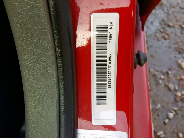 KNAFB121125149245 - 2002 KIA SPECTRA BA RED photo 10