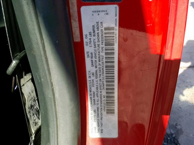 3VWPF31Y86M318762 - 2006 VOLKSWAGEN NEW BEETLE Rot Foto 10