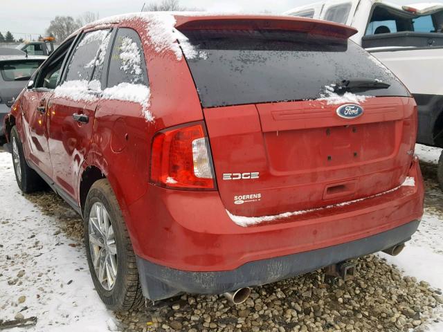 2FMDK3JC8BBA34464 - 2011 FORD EDGE SEL RED photo 3