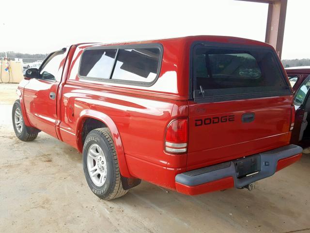 1B7FL36X12S623240 - 2002 DODGE DAKOTA SPO RED photo 3