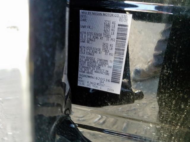 5N1DR2MM9KC620536 - 2019 NISSAN PATHFINDER S  photo 10