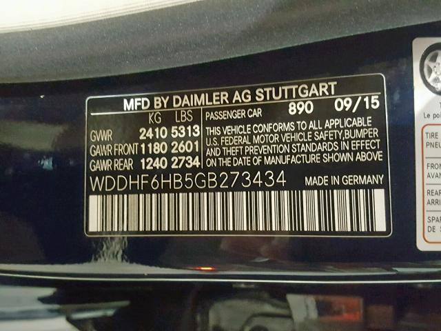 WDDHF6HB5GB273434 - 2016 MERCEDES-BENZ E 400 4MAT BLUE photo 10