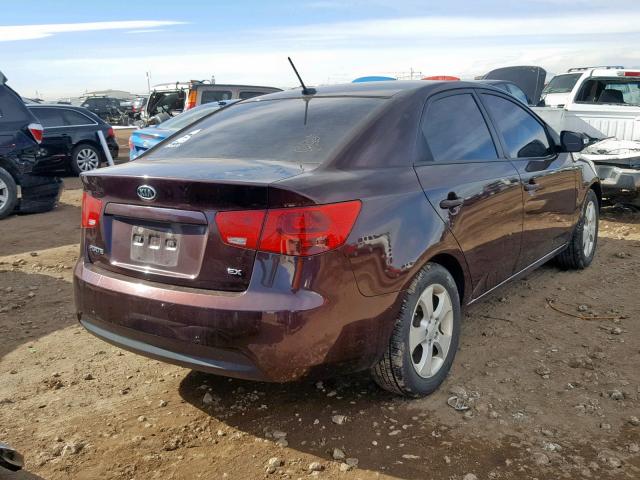 KNAFU4A26A5117833 - 2010 KIA FORTE EX BURGUNDY photo 4