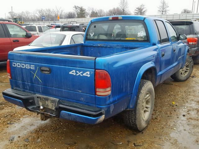 1B7HG2AN01S256813 - 2001 DODGE DAKOTA QUA BLUE photo 4