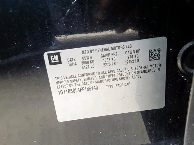 1G11B5SL4FF185140 - 2015 CHEVROLET MALIBU LS BLACK photo 10