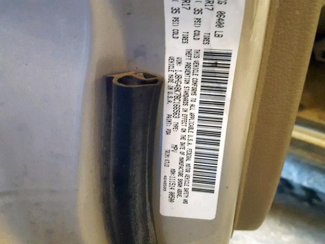 1J8HG48K78C166563 - 2008 JEEP COMMANDER SILVER photo 10