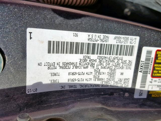 5TFDW5F13FX483822 - 2015 TOYOTA TUNDRA CRE GRAY photo 10