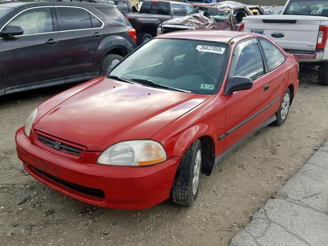 1HGEJ6223WL089270 - 1998 HONDA CIVIC DX RED photo 2