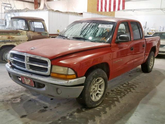 1B7GL2AN11S178307 - 2001 DODGE DAKOTA QUA RED photo 2