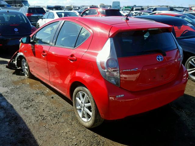 JTDKDTB32C1512802 - 2012 TOYOTA PRIUS C RED photo 3