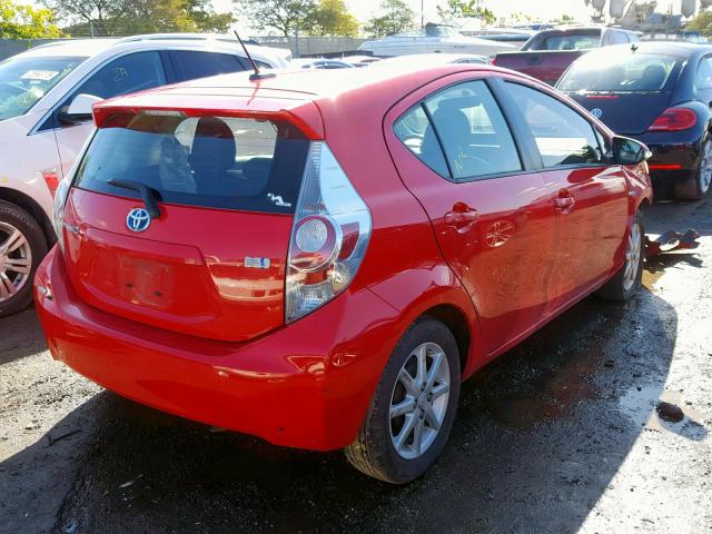 JTDKDTB32C1512802 - 2012 TOYOTA PRIUS C RED photo 4