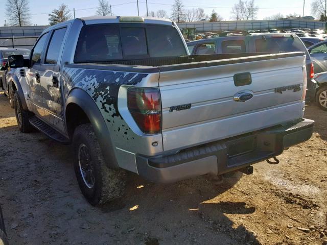 1FTFW1R60BFA70376 - 2011 FORD F150 SVT R SILVER photo 3