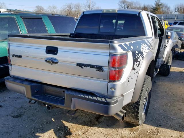 1FTFW1R60BFA70376 - 2011 FORD F150 SVT R SILVER photo 4