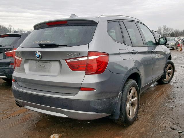 5UXWX5C52BL702380 - 2011 BMW X3 XDRIVE2 GRAY photo 4