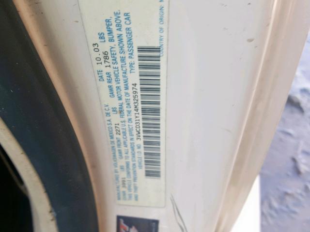 3VWCD31Y14M325974 - 2004 VOLKSWAGEN NEW BEETLE თაფლისფერი ფოტო 10