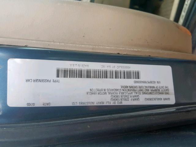 4S3BP676664305683 - 2006 SUBARU LEGACY GT BLUE photo 10