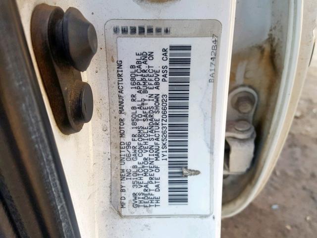 1Y1SK5263TZ066023 - 1996 GEO PRIZM BASE WHITE photo 10