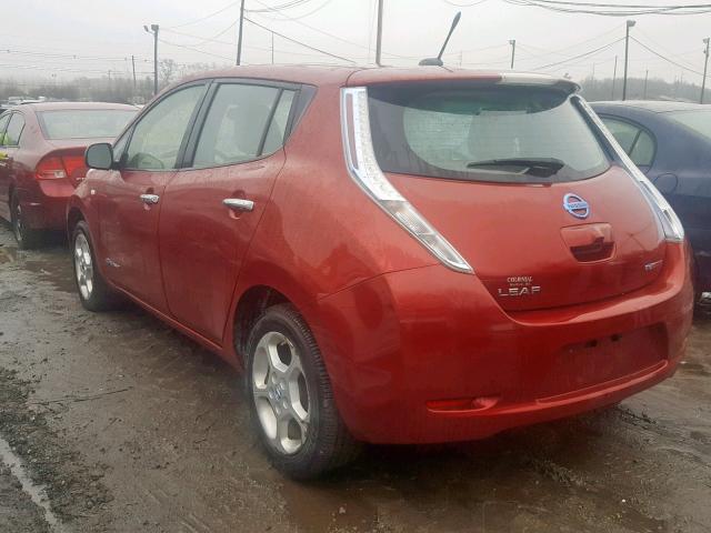 JN1AZ0CPXCT015422 - 2012 NISSAN LEAF SV MAROON photo 3