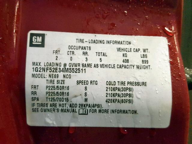 1G2NF52E34M552511 - 2004 PONTIAC GRAND AM S RED photo 10