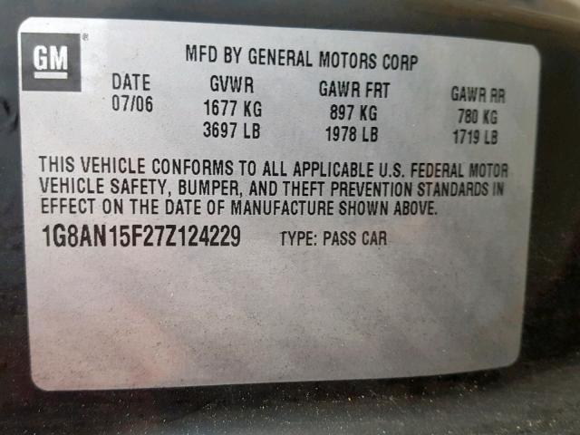 1G8AN15F27Z124229 - 2007 SATURN ION LEVEL RED photo 10