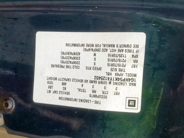 1G4HP54K1Y4125452 - 2000 BUICK LESABRE CU GREEN photo 10