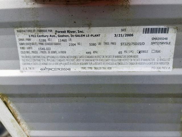 4X4TSMC207R395048 - 2007 FORR SALEM Weiß Foto 10