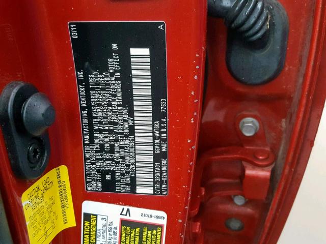 4T3ZK3BB5BU039814 - 2011 TOYOTA VENZA BASE RED photo 10