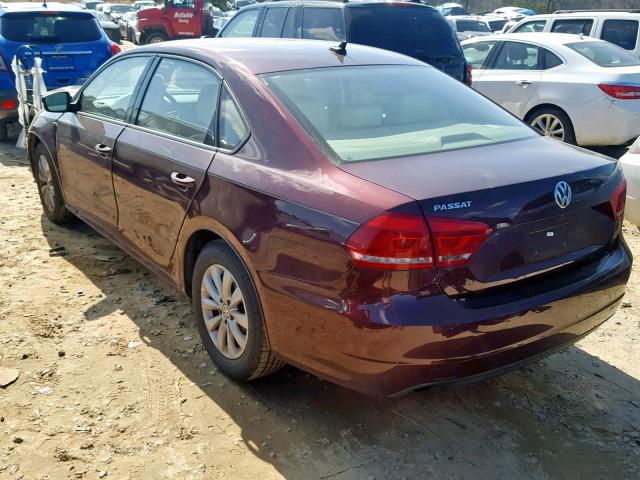 1VWAT7A36EC099021 - 2014 VOLKSWAGEN PASSAT S MAROON photo 3