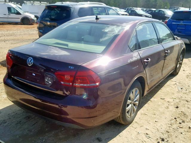 1VWAT7A36EC099021 - 2014 VOLKSWAGEN PASSAT S MAROON photo 4