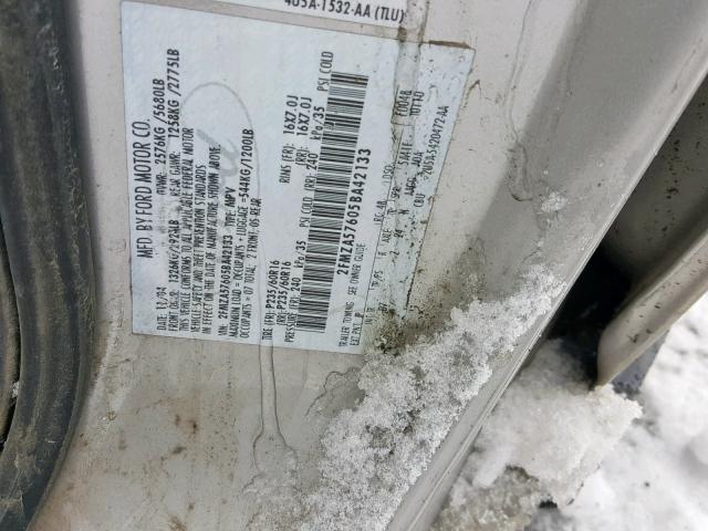 2FMZA57605BA42133 - 2005 FORD FREESTAR S SILVER photo 10