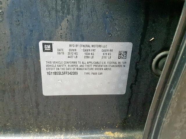 1G11B5SL5FF342089 - 2015 CHEVROLET MALIBU LS CHARCOAL photo 10