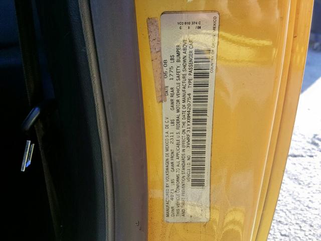 3VWRF31YX8M420754 - 2008 VOLKSWAGEN NEW BEETLE Sarı foto 10