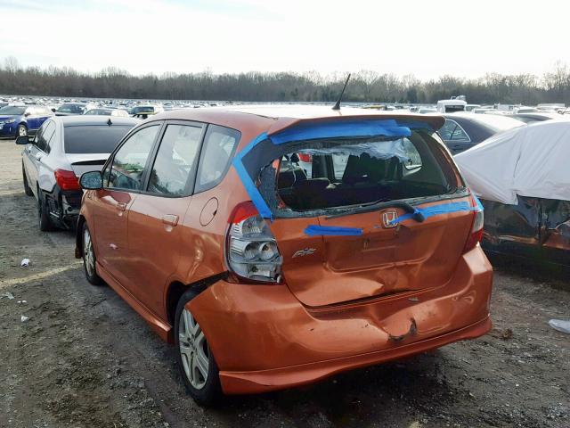 JHMGD38658S070377 - 2008 HONDA FIT SPORT ORANGE photo 3