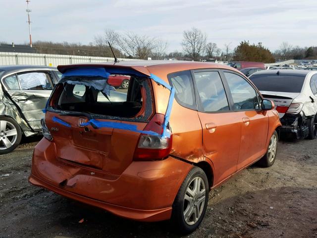 JHMGD38658S070377 - 2008 HONDA FIT SPORT ORANGE photo 4