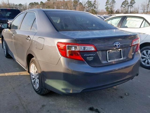 4T1BD1FKXCU014427 - 2012 TOYOTA CAMRY HYBR GRAY photo 3